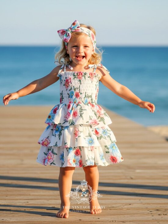 Other - NWT Pretty Girls Dress for Kids Floral Nap Smocking Ruffled Spring & Summer 3T